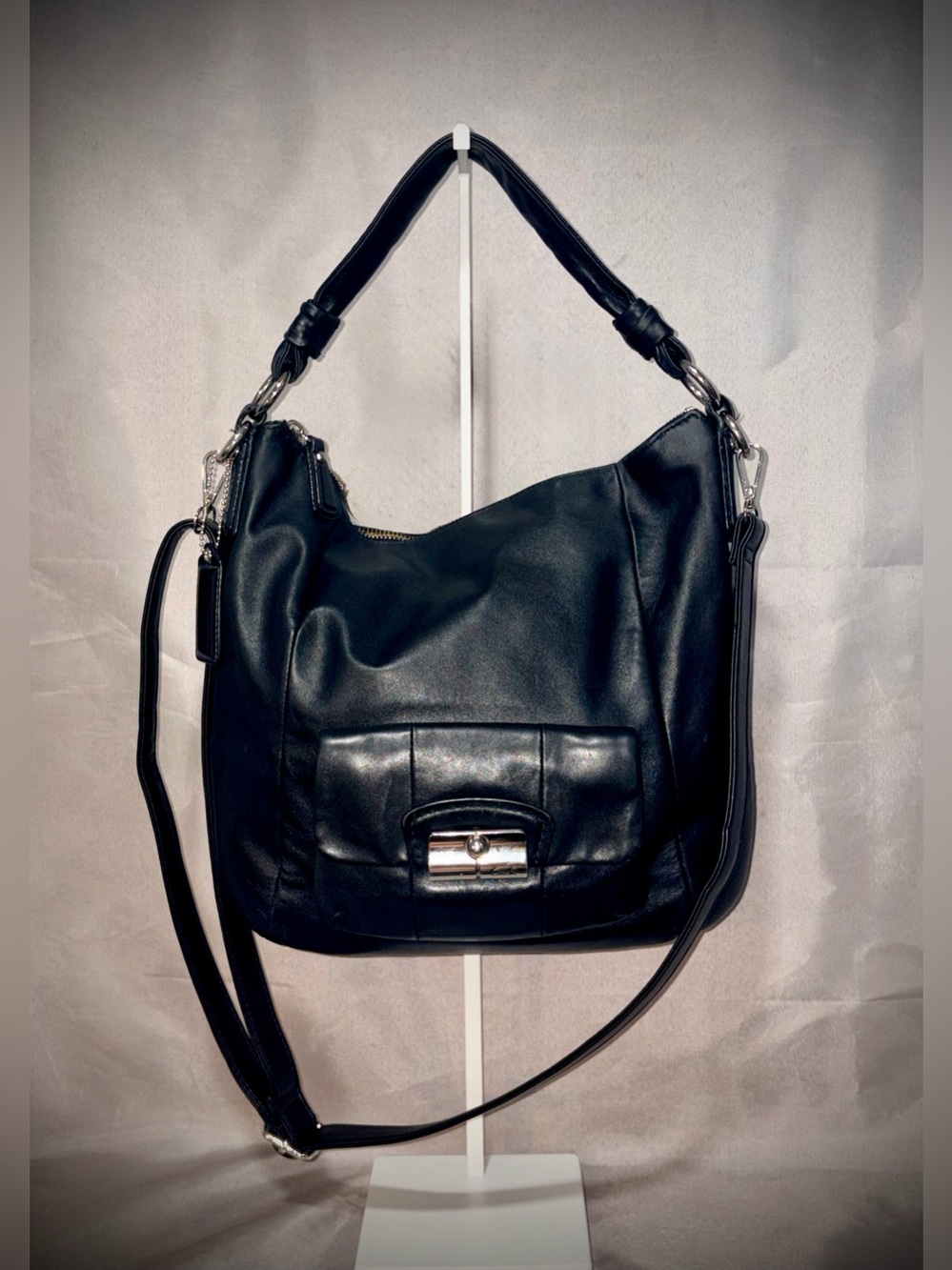 Coach Kristin Black Leather Convertible Hobo – Great Vintage Condition